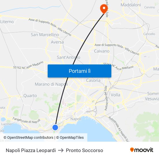 Napoli Piazza Leopardi to Pronto Soccorso map