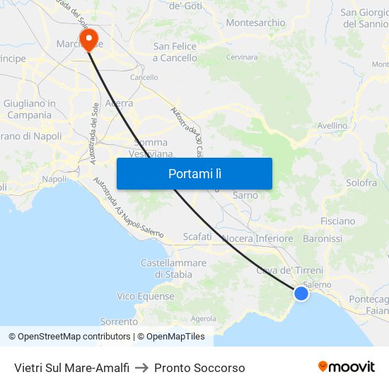 Vietri Sul Mare-Amalfi to Pronto Soccorso map