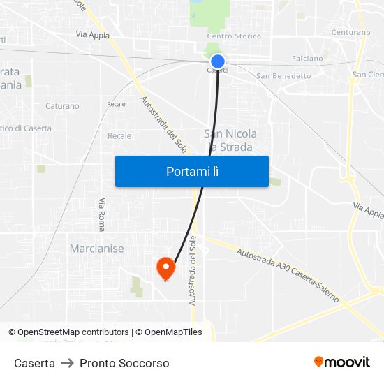 Caserta to Pronto Soccorso map