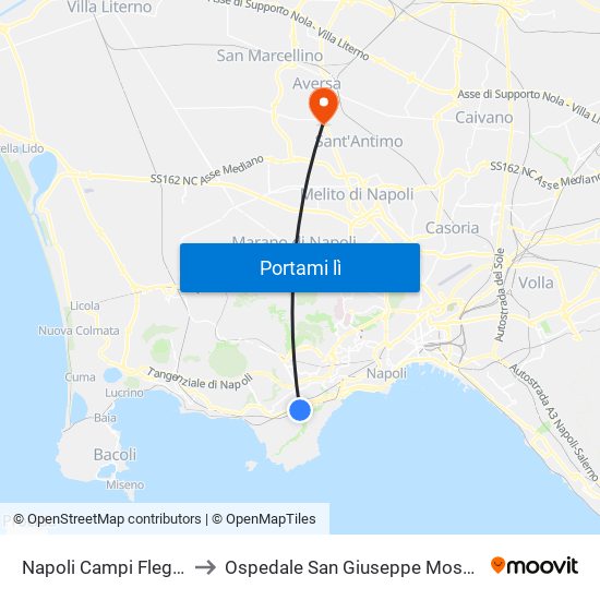 Napoli Campi Flegrei to Ospedale San Giuseppe Moscati map