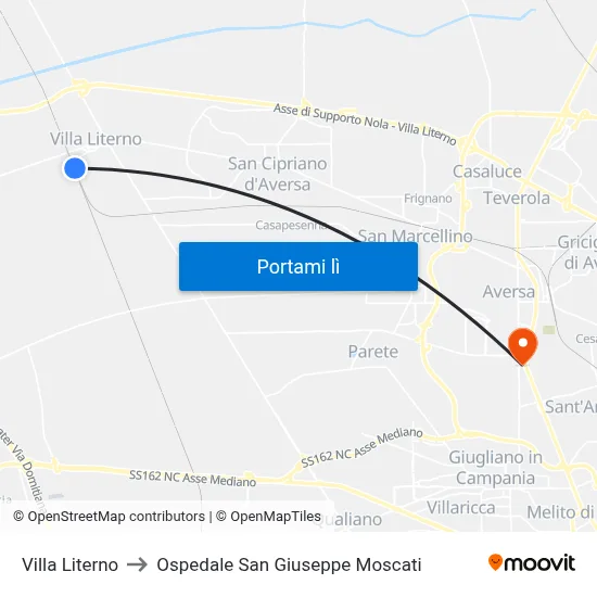 Villa Literno to Ospedale San Giuseppe Moscati map