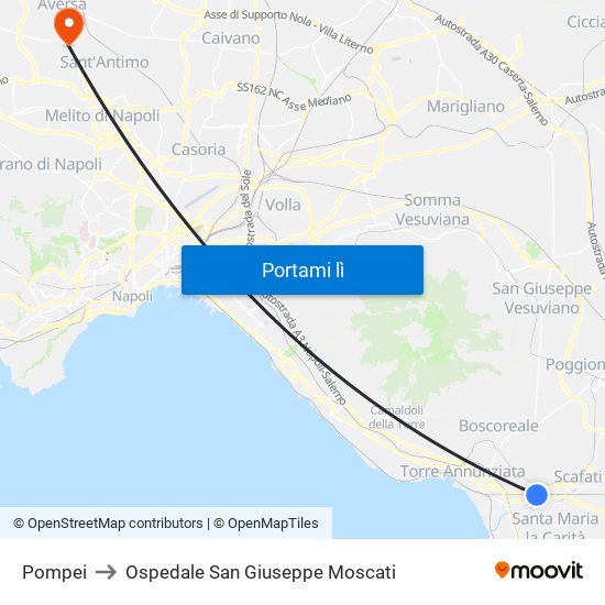 Pompei to Ospedale San Giuseppe Moscati map