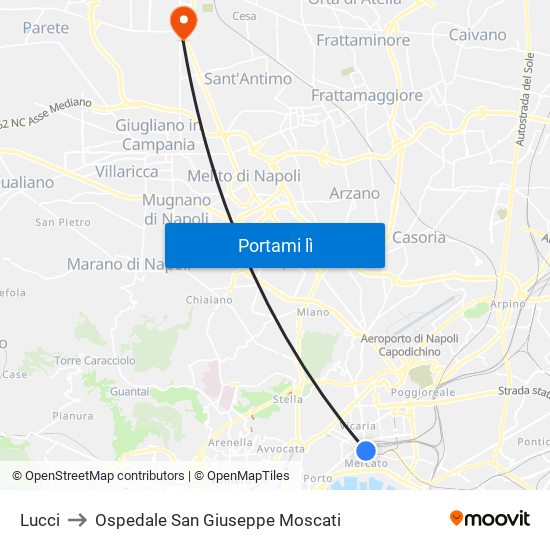 Lucci to Ospedale San Giuseppe Moscati map