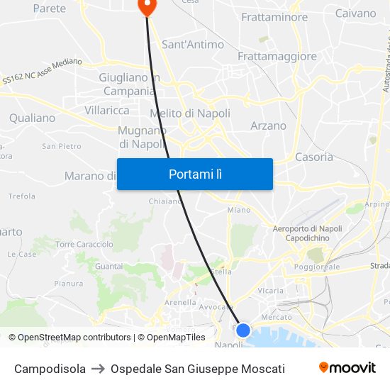 Campodisola to Ospedale San Giuseppe Moscati map