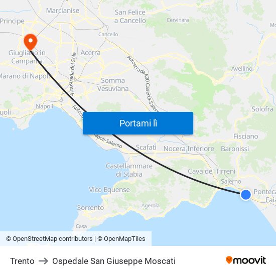 Trento to Ospedale San Giuseppe Moscati map