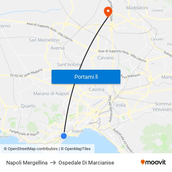 Napoli Mergellina to Ospedale Di Marcianise map