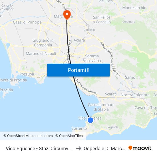 Vico Equense - Staz. Circumvesuviana to Ospedale Di Marcianise map