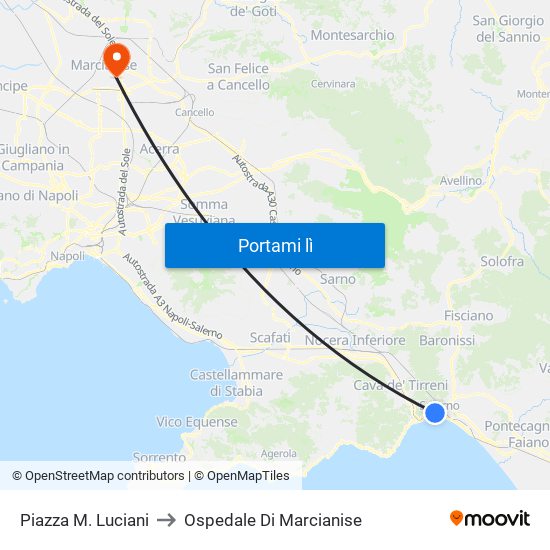 Piazza M. Luciani to Ospedale Di Marcianise map