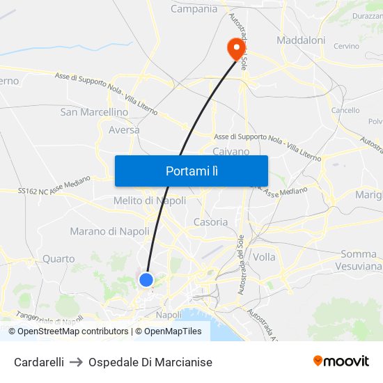 Cardarelli to Ospedale Di Marcianise map