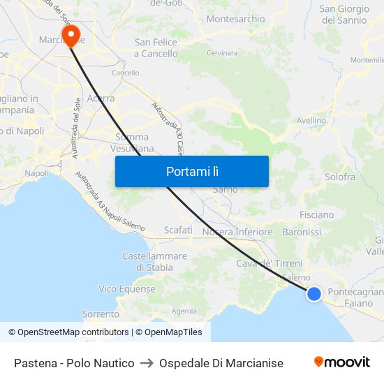 Pastena  - Polo Nautico to Ospedale Di Marcianise map