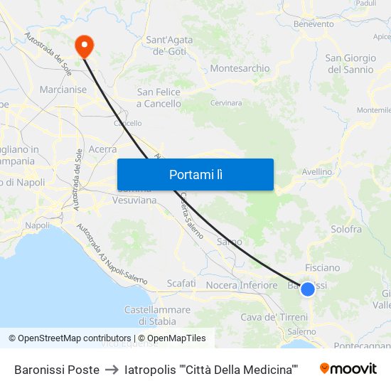 Baronissi Poste to Iatropolis ""Città Della Medicina"" map
