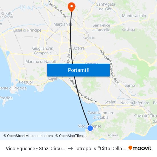 Vico Equense - Staz. Circumvesuviana to Iatropolis ""Città Della Medicina"" map