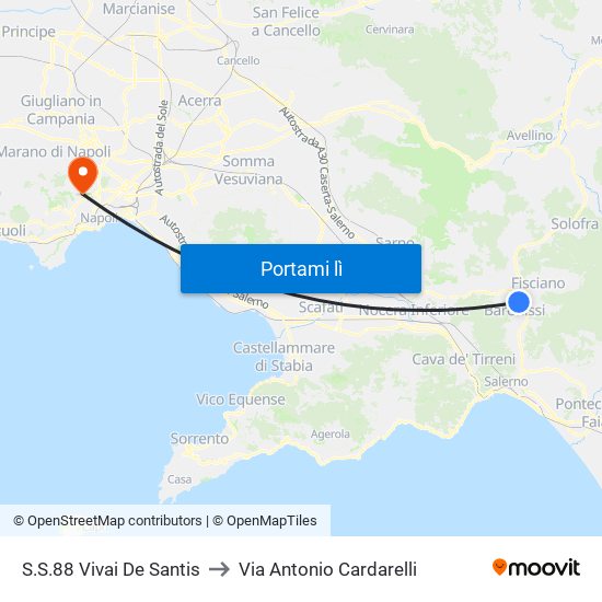 S.S.88 Vivai De Santis to Via Antonio Cardarelli map