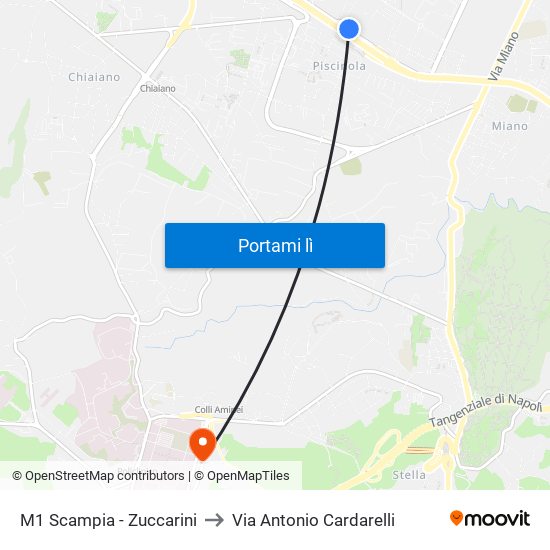 M1 Scampia - Zuccarini to Via Antonio Cardarelli map