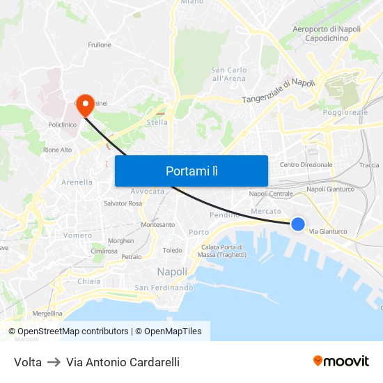 Volta to Via Antonio Cardarelli map
