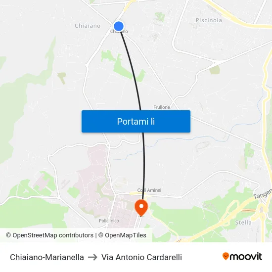 Chiaiano-Marianella to Via Antonio Cardarelli map