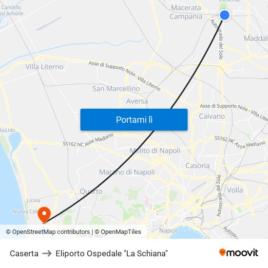 Caserta to Eliporto Ospedale "La Schiana" map