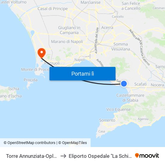 Torre Annunziata-Oplonti to Eliporto Ospedale "La Schiana" map