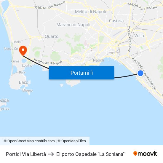 Portici Via Libertà to Eliporto Ospedale "La Schiana" map