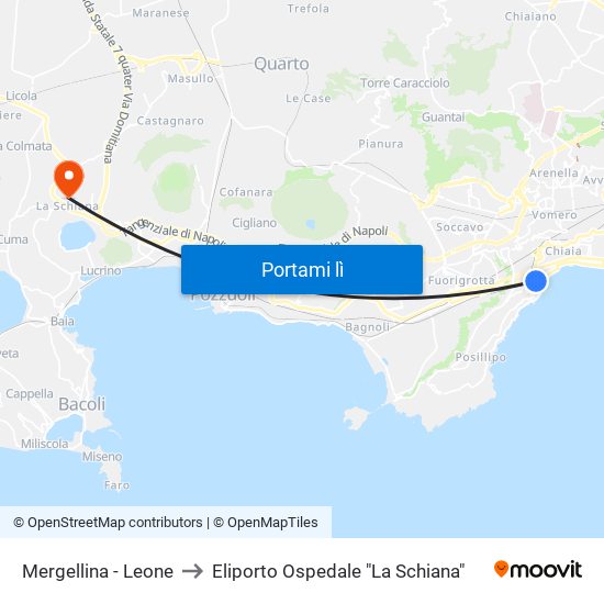 Mergellina - Leone to Eliporto Ospedale "La Schiana" map