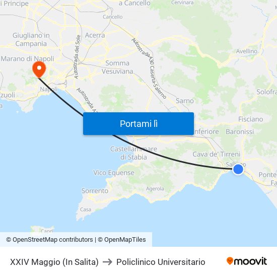 XXIV Maggio  (In Salita) to Policlinico Universitario map