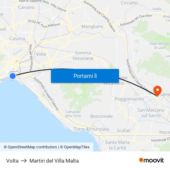 Volta to Martiri del Villa Malta map