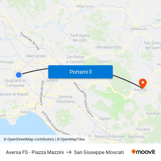 Aversa FS - Piazza Mazzini to San Giuseppe Moscati map