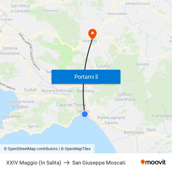 XXIV Maggio  (In Salita) to San Giuseppe Moscati map