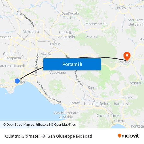 Quattro Giornate to San Giuseppe Moscati map