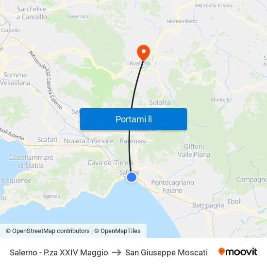 Salerno - P.za XXIV Maggio to San Giuseppe Moscati map
