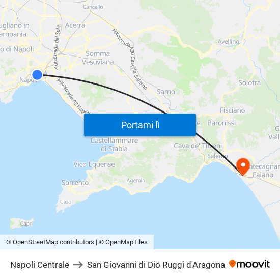 Napoli Centrale to San Giovanni di Dio Ruggi d'Aragona map