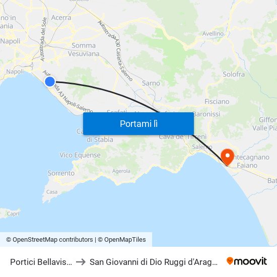 Portici Bellavista to San Giovanni di Dio Ruggi d'Aragona map