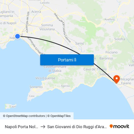 Napoli Porta Nolana to San Giovanni di Dio Ruggi d'Aragona map