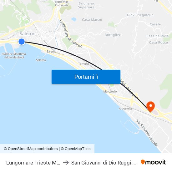 Lungomare Trieste Municipio to San Giovanni di Dio Ruggi d'Aragona map