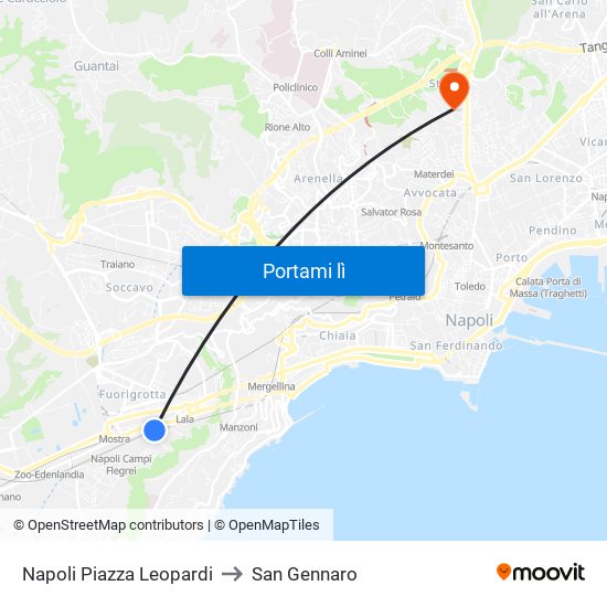 Napoli Piazza Leopardi to San Gennaro map