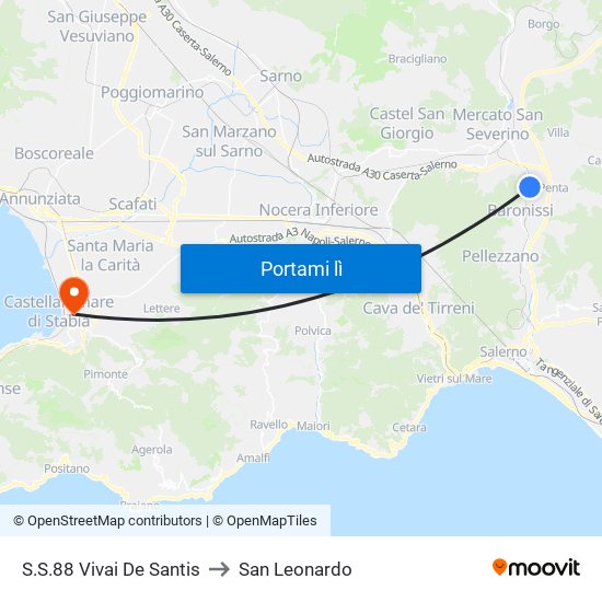 S.S.88 Vivai De Santis to San Leonardo map
