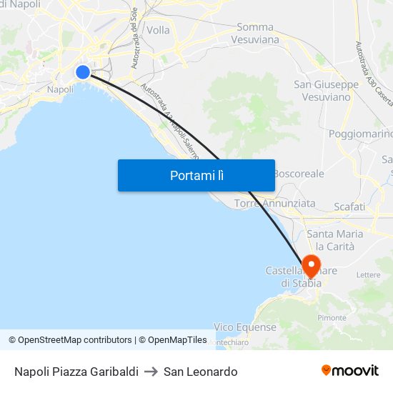 Napoli Piazza Garibaldi to San Leonardo map