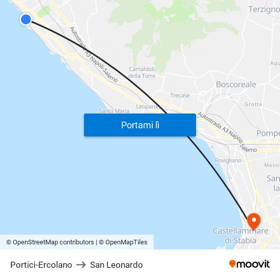 Portici-Ercolano to San Leonardo map