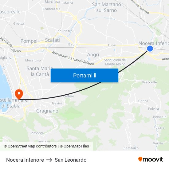 Nocera Inferiore to San Leonardo map