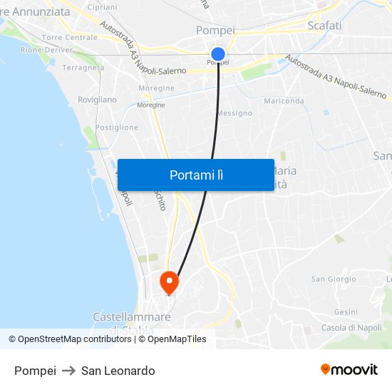 Pompei to San Leonardo map