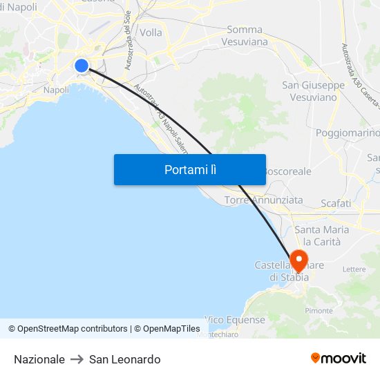 Nazionale to San Leonardo map