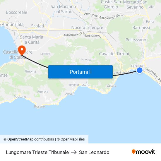 Lungomare Trieste Tribunale to San Leonardo map