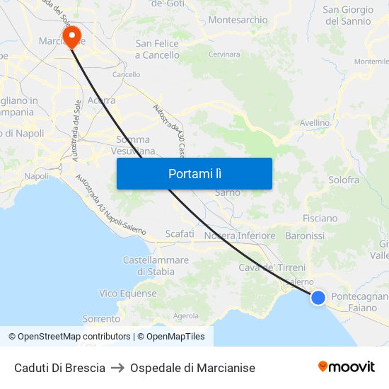 Caduti Di Brescia to Ospedale di Marcianise map