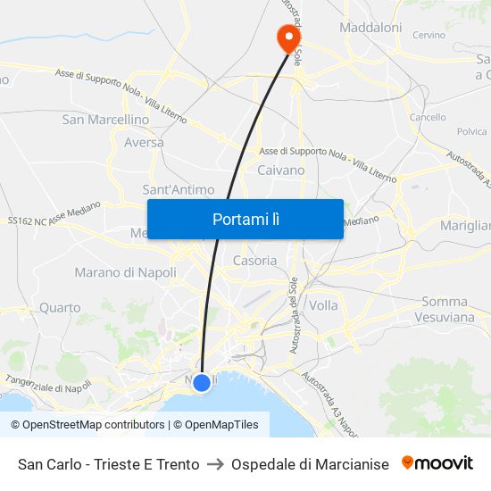 San Carlo - Trieste E Trento to Ospedale di Marcianise map