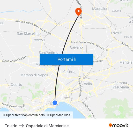 Toledo to Ospedale di Marcianise map