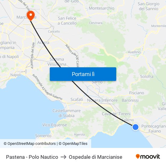 Pastena  - Polo Nautico to Ospedale di Marcianise map
