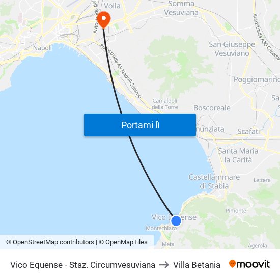 Vico Equense - Staz. Circumvesuviana to Villa Betania map