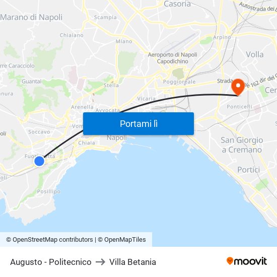 Augusto - Politecnico to Villa Betania map