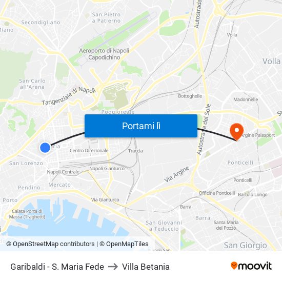 Garibaldi - S. Maria Fede to Villa Betania map