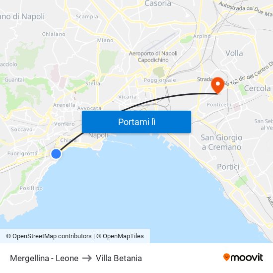 Mergellina - Leone to Villa Betania map